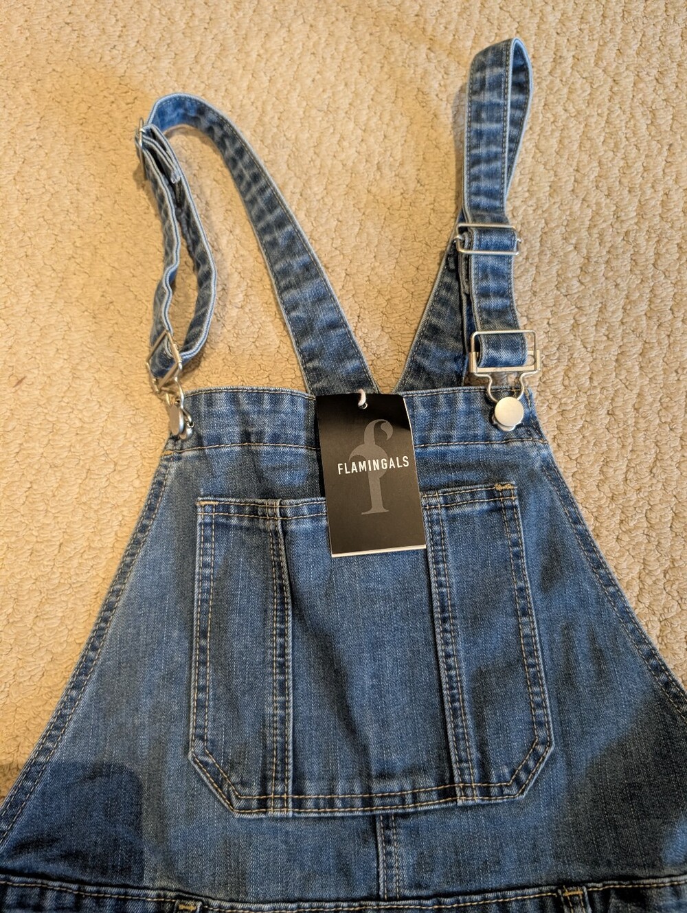 Flamingals Multi Pocket Mid Waist Straight Leg Overalls NWT Women's Medium - Picture 6 of 10